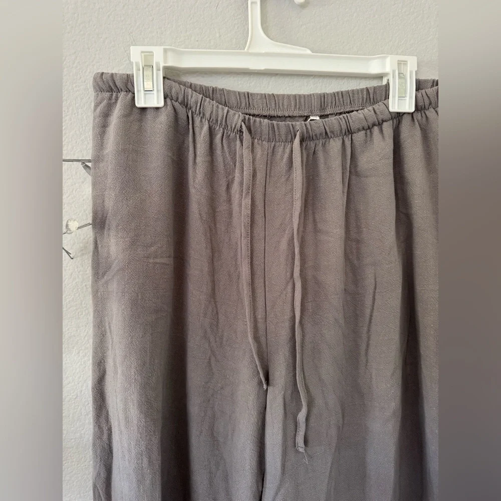 Linen & Cotton Wide-Leg Pants. Grey. NWT. Size XL - Picture 3 of 4